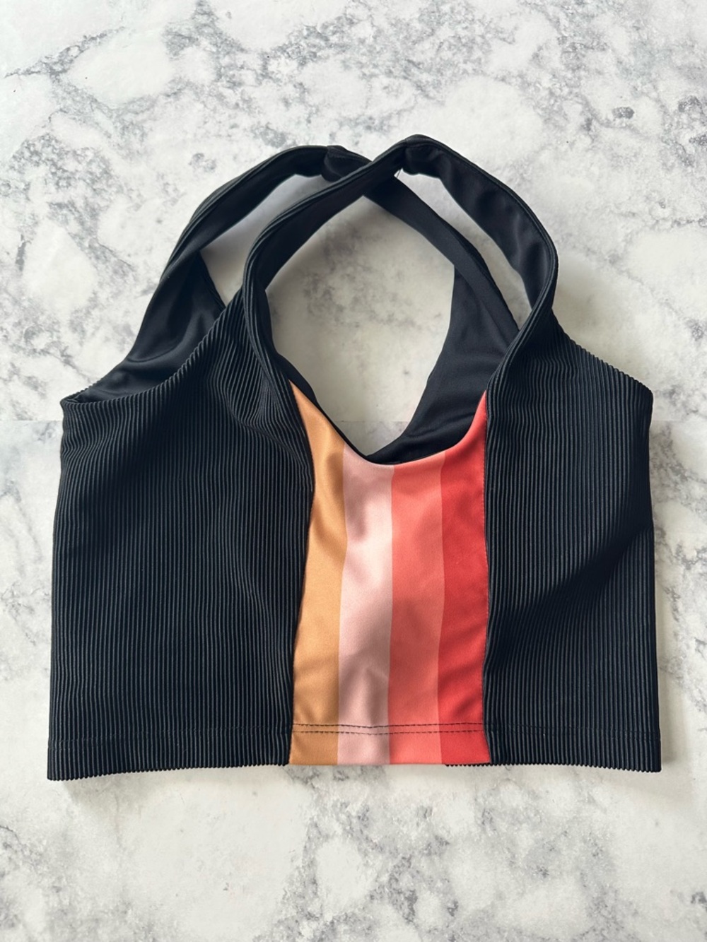 Beach Riot Tessa Top In Coral Stripe In Black - Picture 5 of 10